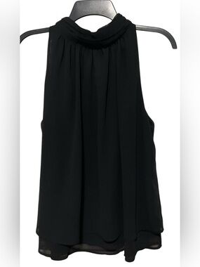 Loveriche Black Chiffon Mock Neck Sleeveless Blouse Size Large